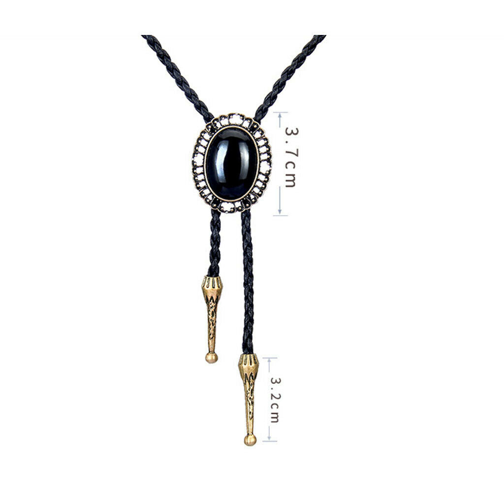 Men Acrylic Oval Pendant Western Cowboy Rodeo Dance Bolo Ties Jewelry