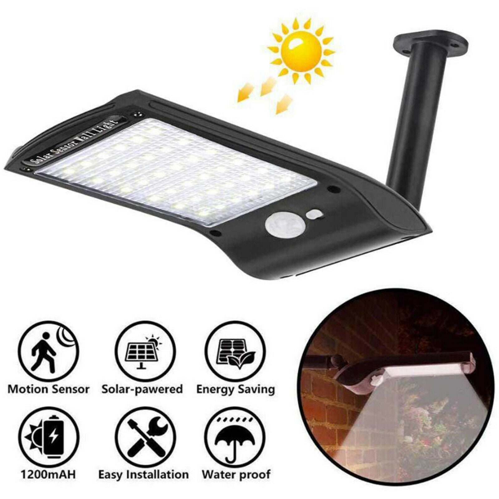 Solar Motion Sensor Light LED Outdoor Garden Security Lamp for Yard