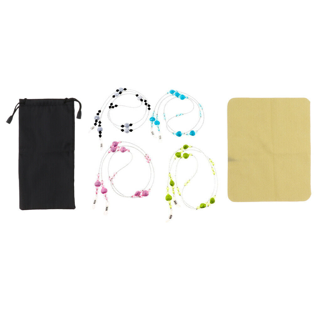 4pcs Practical Eyeglasses Chain Strap Glasses Band Eyeglass Cord Holder Set