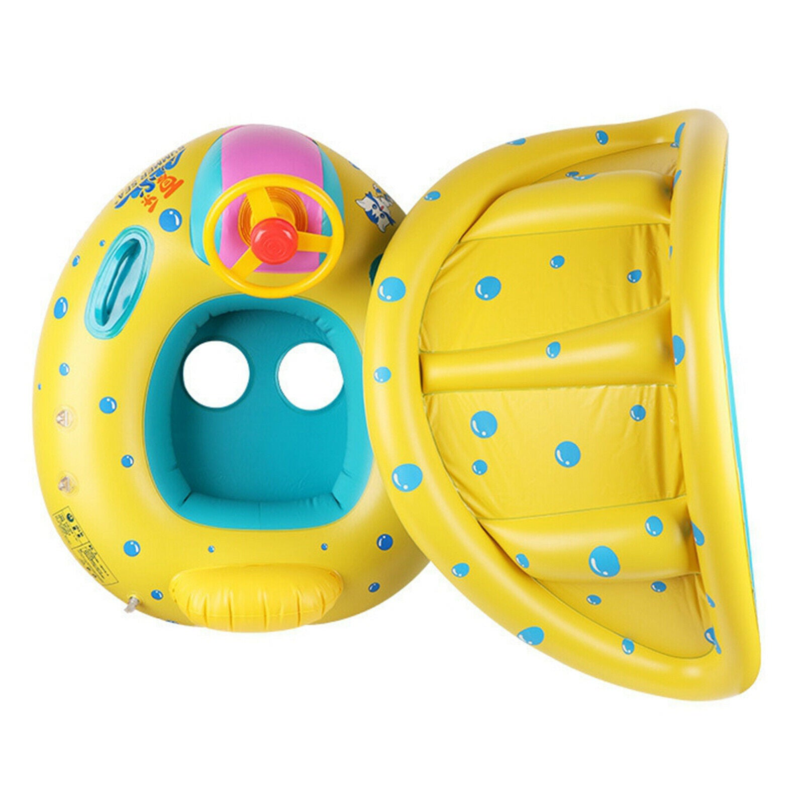 Kids Baby Swimming Ring w/ Removable Canopy Swim Float Toys for Toddler