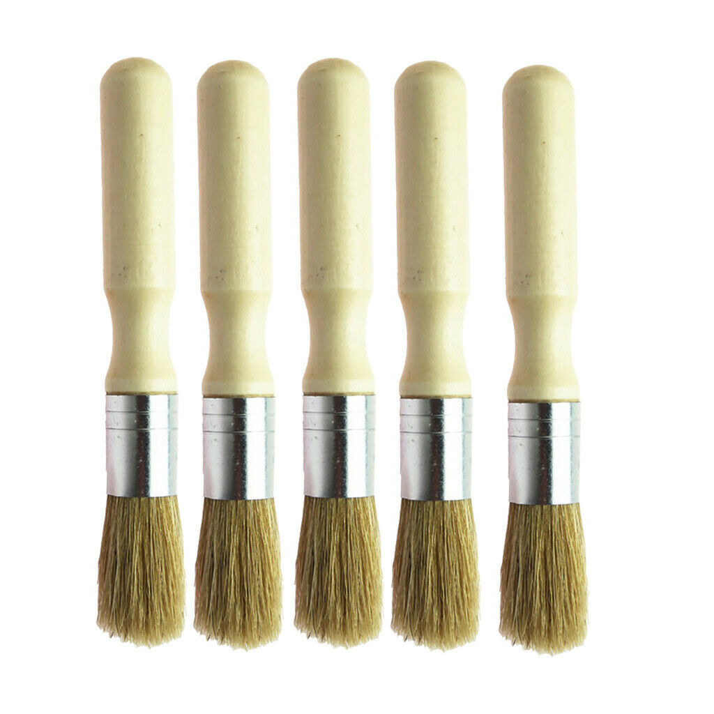 5 Pieces Painting Brush Round Wooden Paint Brushes for Decorating Painting