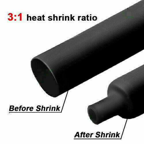 100Pcs Heat Shrink Tubing Marine Dual-Wall Adhesive Lined 3:1 Black&Red&Clear