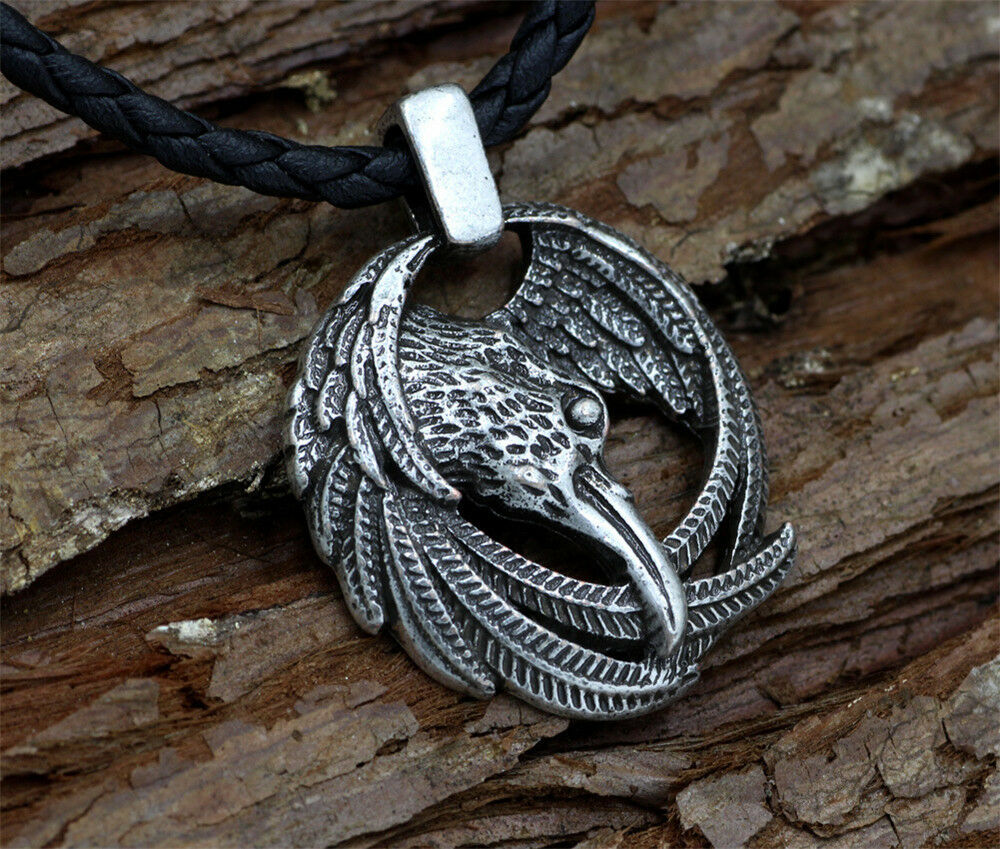 Fashion Men Viking Raven Helm Of Awe Rune Pendant Norse Amulet Necklace