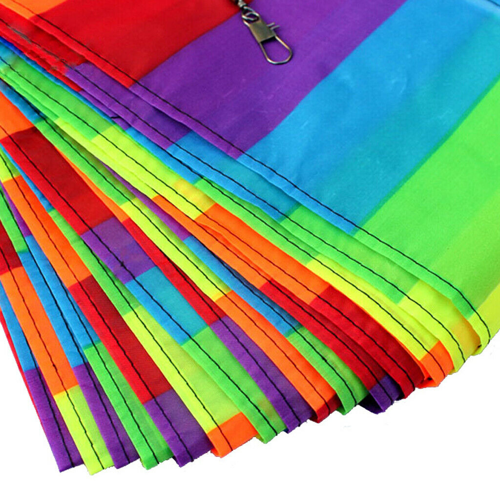 Long 33ft Rainbow Kite Tail Nylon Colourful Delta Kite Accessory Kids Toys