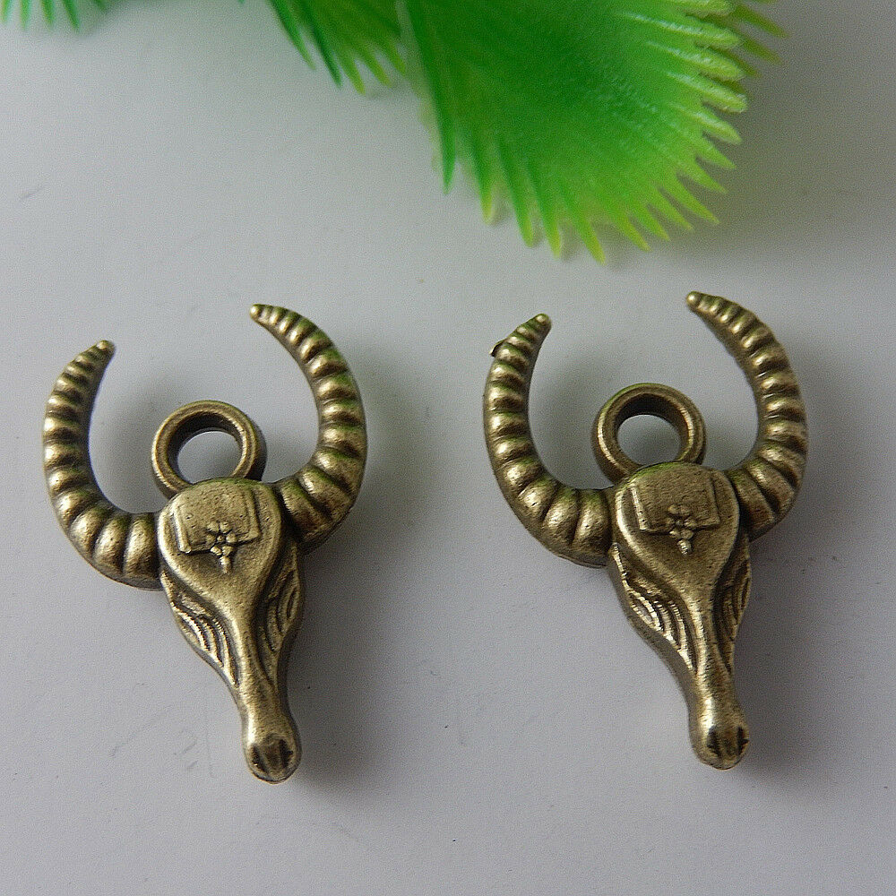 50877Vintage Bronze Alloy Sheep Head Shaped Pendants Charms Finding Crafts 10pcs