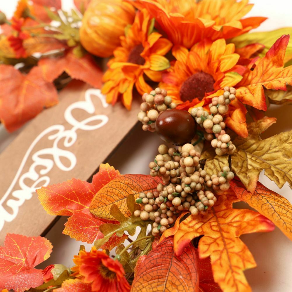 Home Decor Door Hanging Wreath Sunflower Flower Garland Pumpkin Wreath