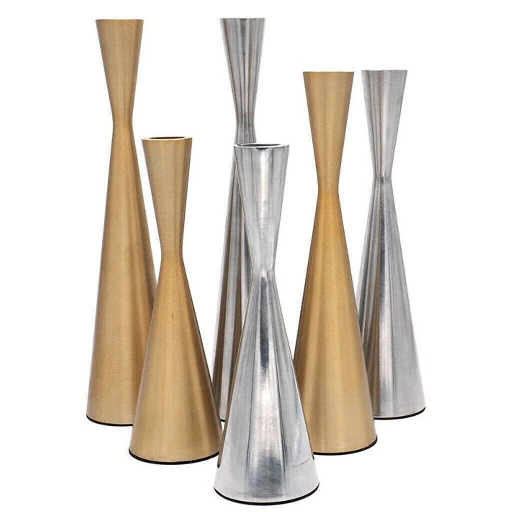 Pillar Dinner Candle Holder Candleholder Stand for Wedding Decor Silver_M