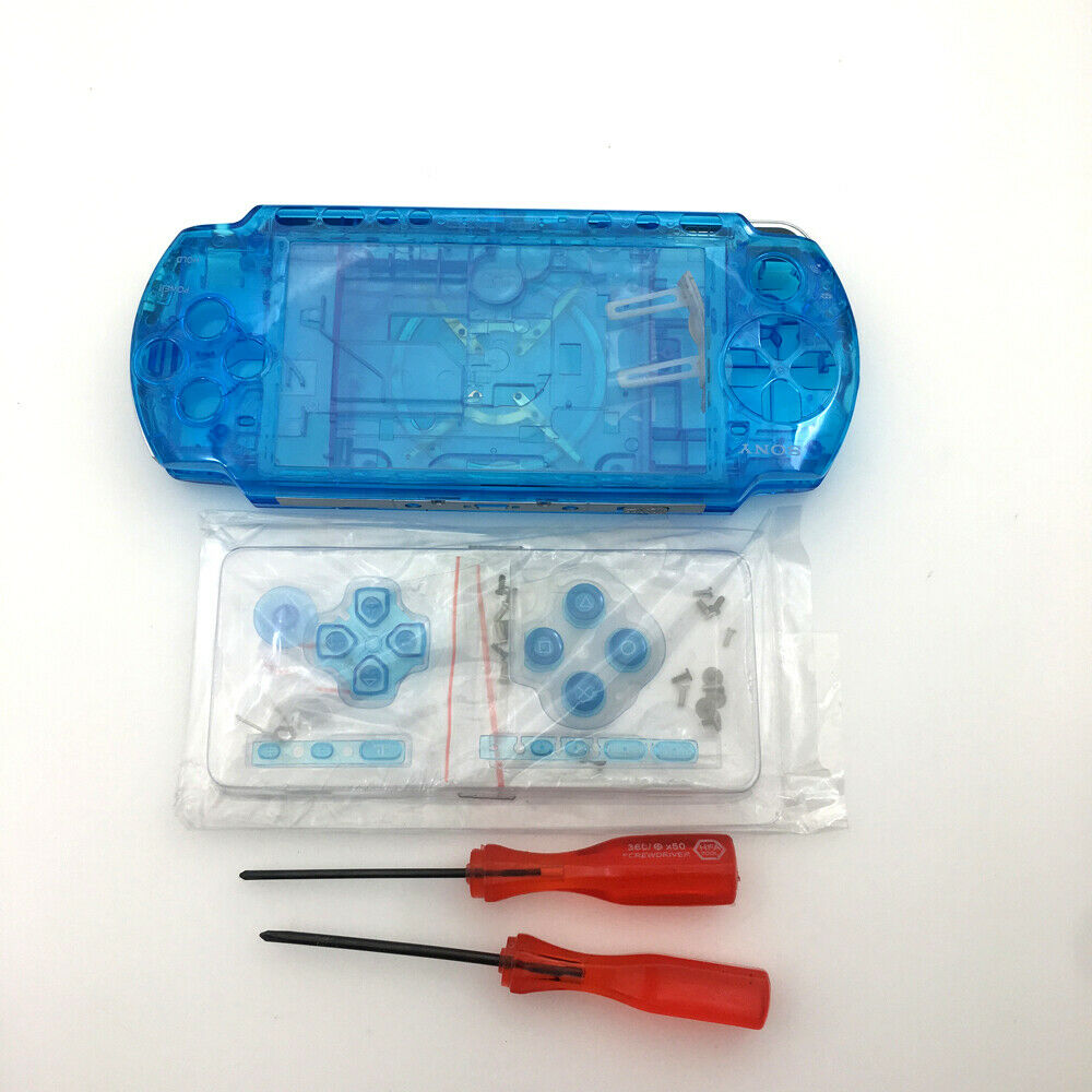 Clear blue Shell Housing case Cover Replacement Repair Parts For Sony PSP 3000
