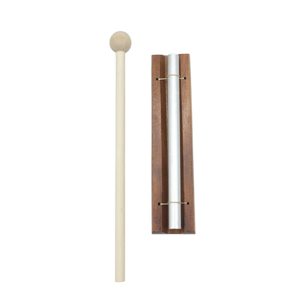 Solo Chime on Wooden Base with Mallet Single Stick for Yoga Meditation Energy