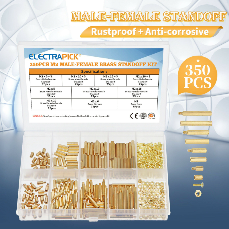 350X M2 Brass Single Head Double Pass Screw Hex Column Support Washer Screw Nut