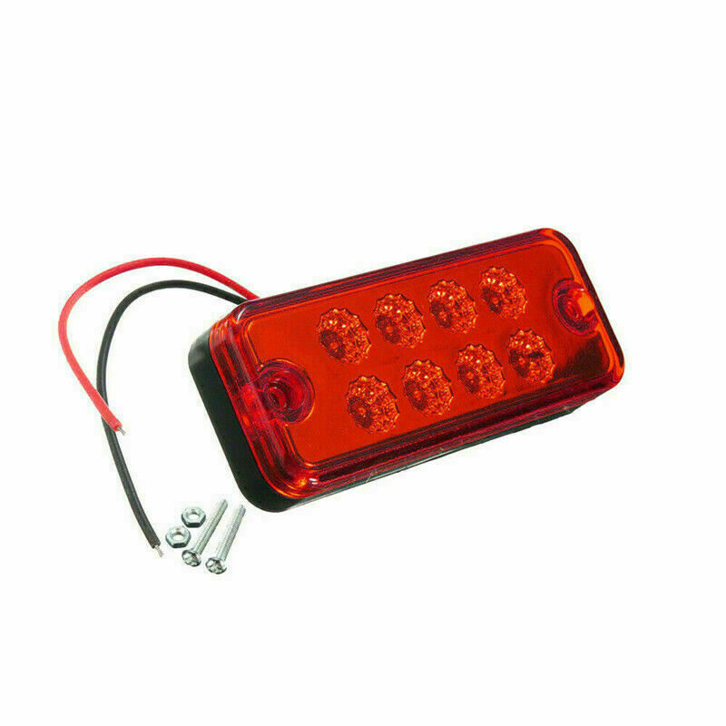 4x Red 4" Inch 8 LED Rectangle Truck Semi Trailer Side Marker Clearance Light