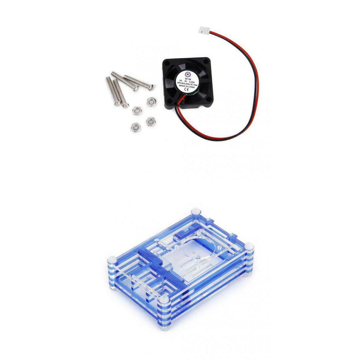 Blue Shell Case Enclosure Box Cover + Cooling Fan Set for Raspberry Pi B+/Pi 2