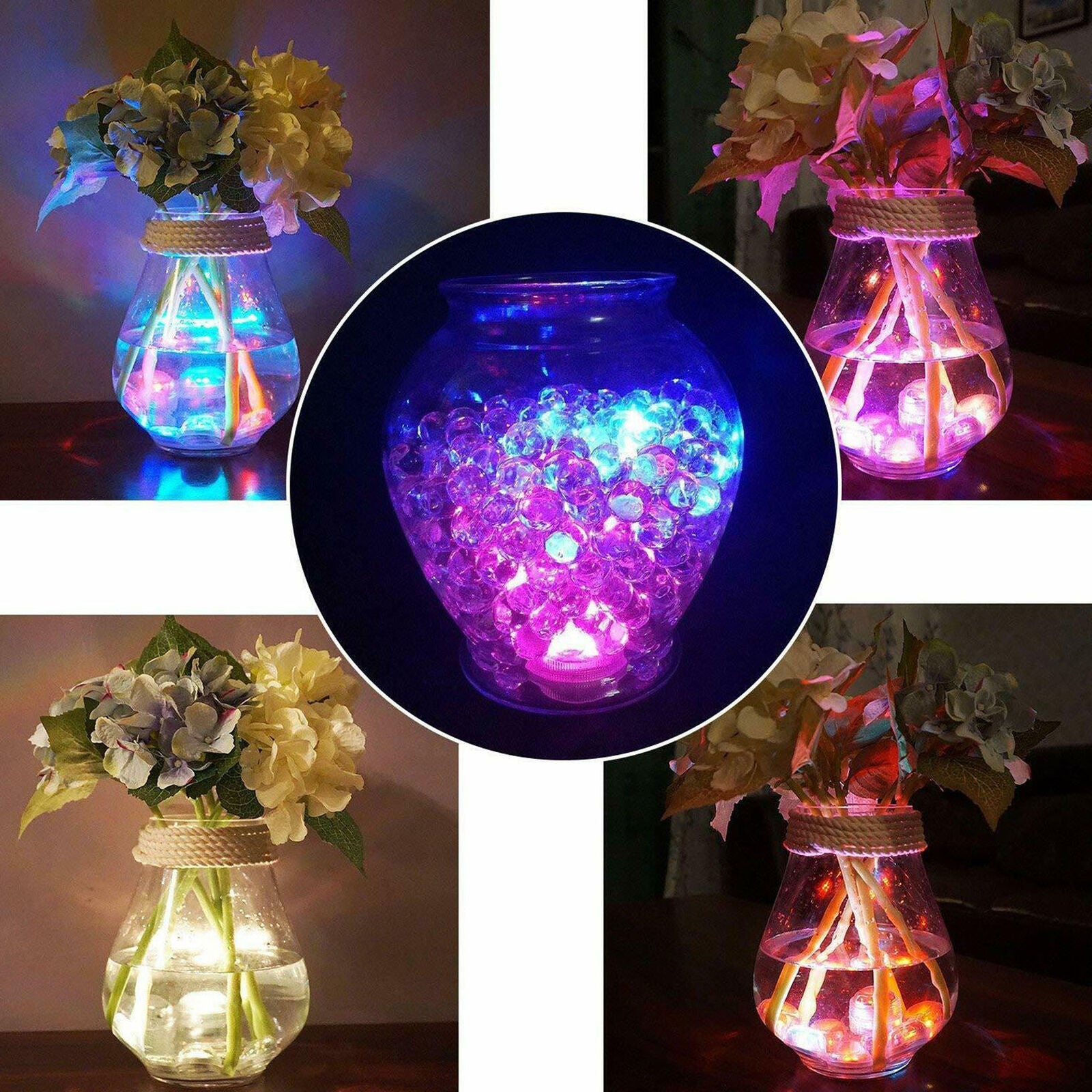 12pcs LED RGB Submersible Light Remote Control Waterproof Party Vase Decor