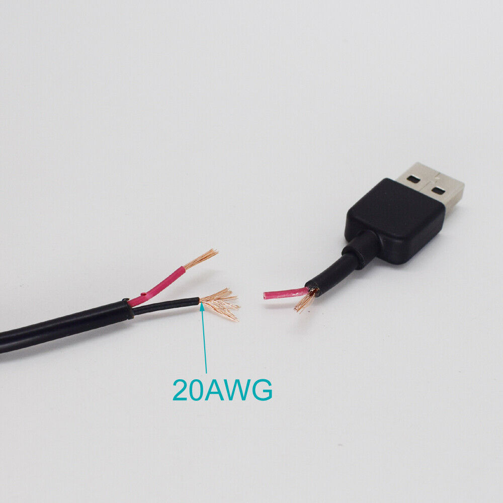 50pcs 1M/3.3FT USB 2.0 Male to 5.5x2.1mm Male 20AWG DC Power Charger Cable