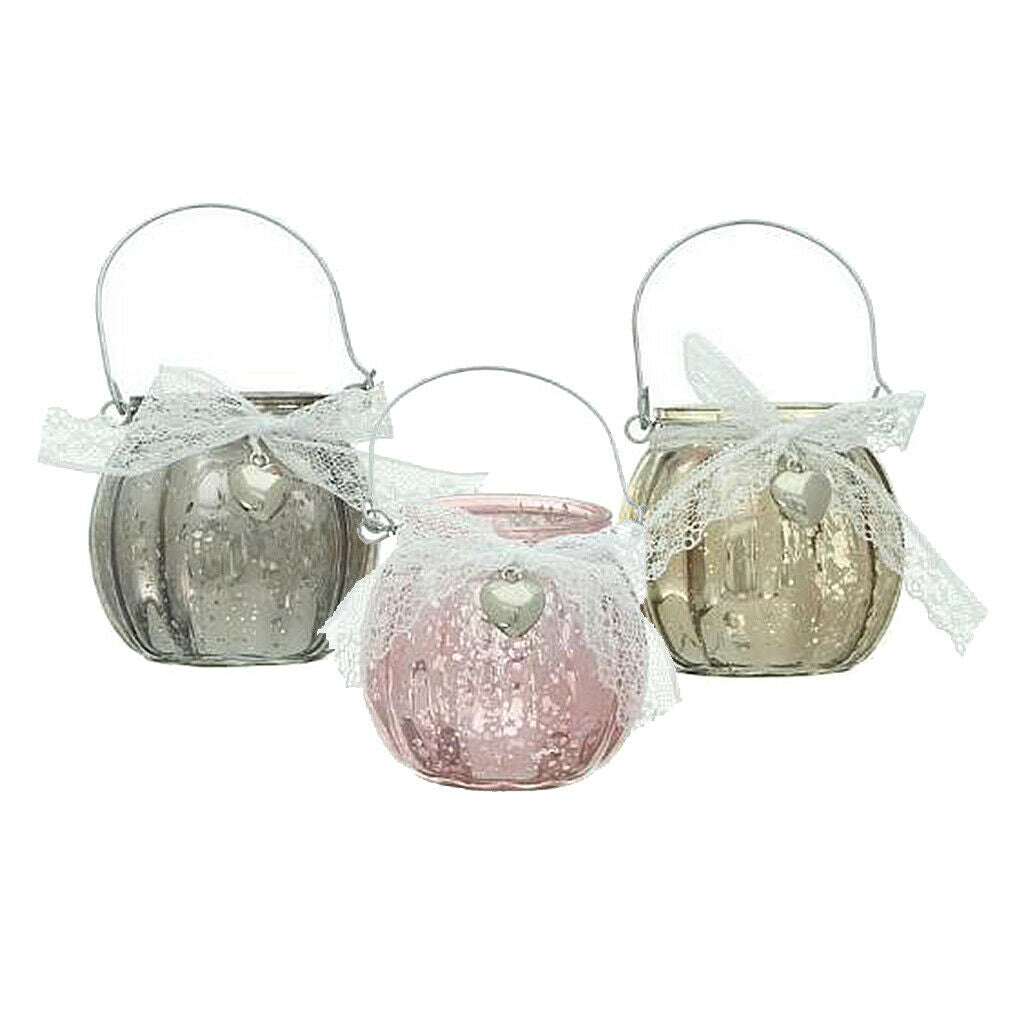 3Pcs Tea Light Mini Lanterns Candle Holder Candlestick for Events Decoration