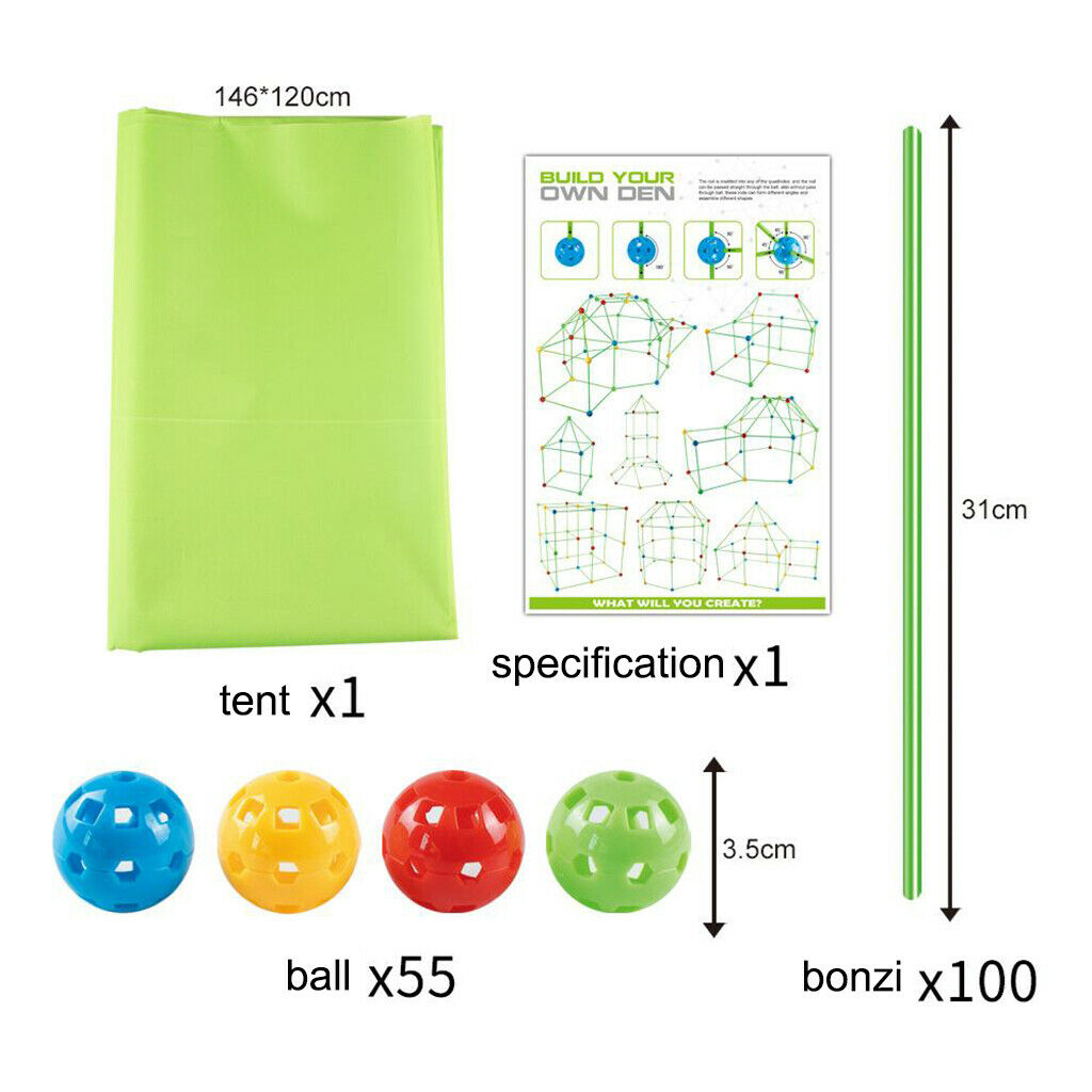 155Pcs Build Your Own Den Set Kit Present Children DIY Tent Gift Exercises