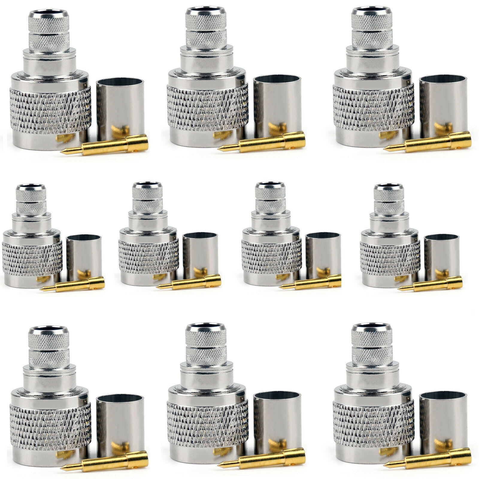 10Pcs N-Type Crimp Plug Male Fits LMR400 RG8 RG213 RG214 RF Coax Connector CA