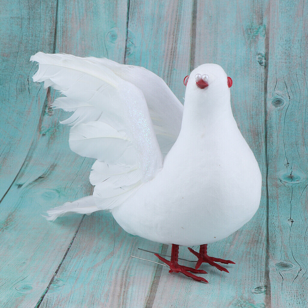 Simulation Artificial Feathered Doves Birds Weddings Decoration Ornament