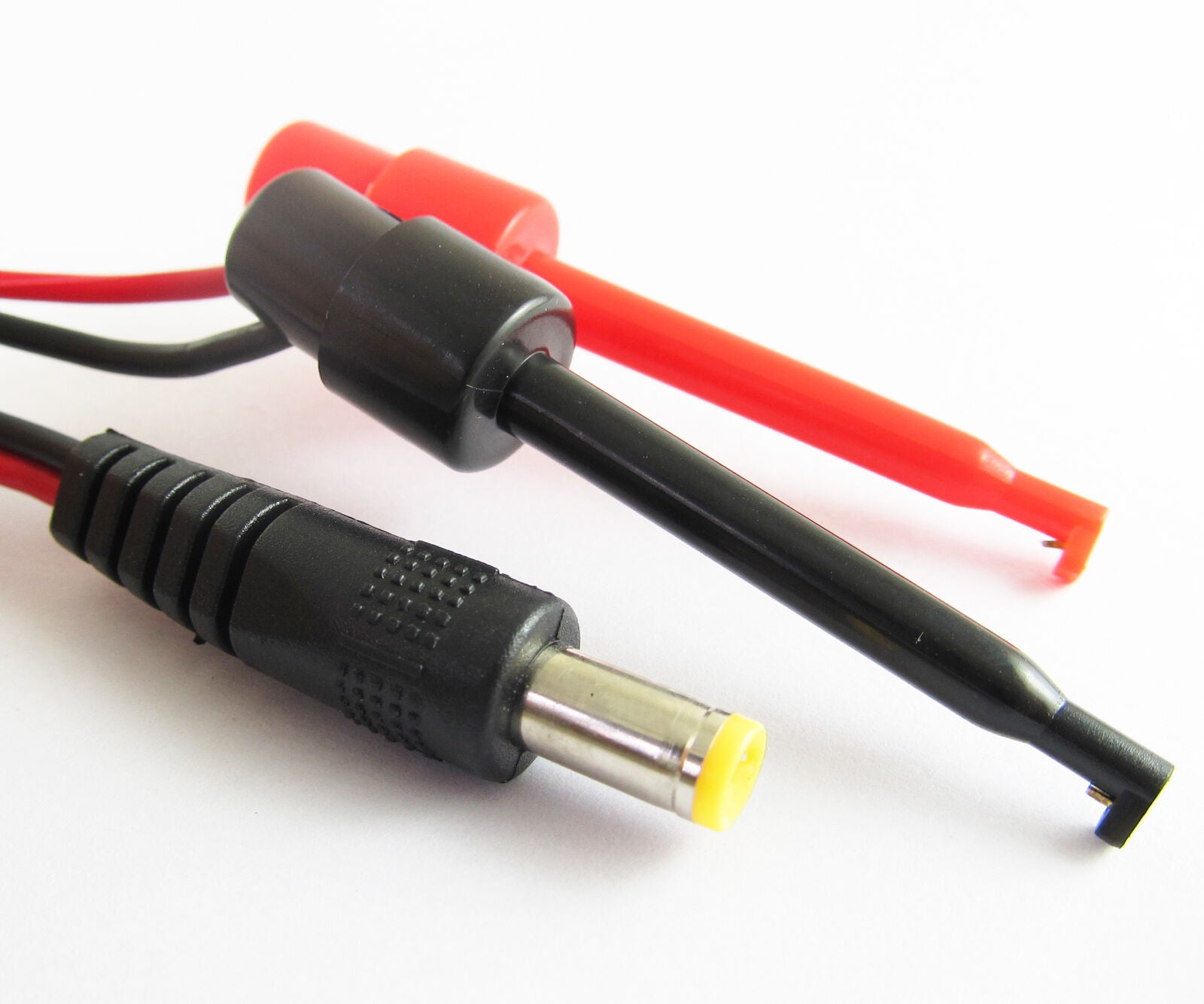 50sets Large Round Test Hook to 2.1x5.5mm DC Male Plug DC Power Cable 30CM/1Ft