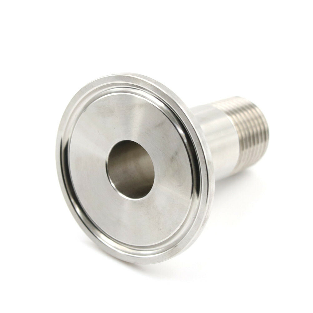 1/2" Sanitary Male Threaded NPT Ferrule Pipe Fitting to 1.5" Tri-Clamp SS304N SJ