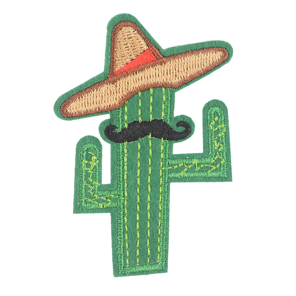 cowboy cactus with hat and beard diy embroidered iron on patche brooch appliq Tt