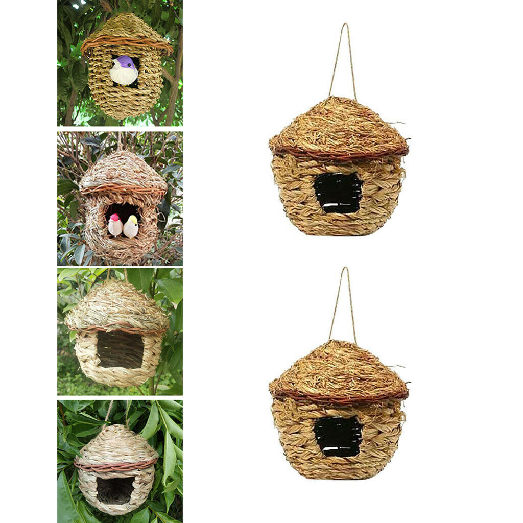2pcs Hanging Cockatiel Bird Nest Hatching Breeding Nest Pet Grass Cave