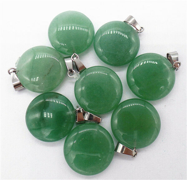 100Pcs 20x6mm Wholesale Natural Green Aventurine Round Pendant Bead DIY HH8259