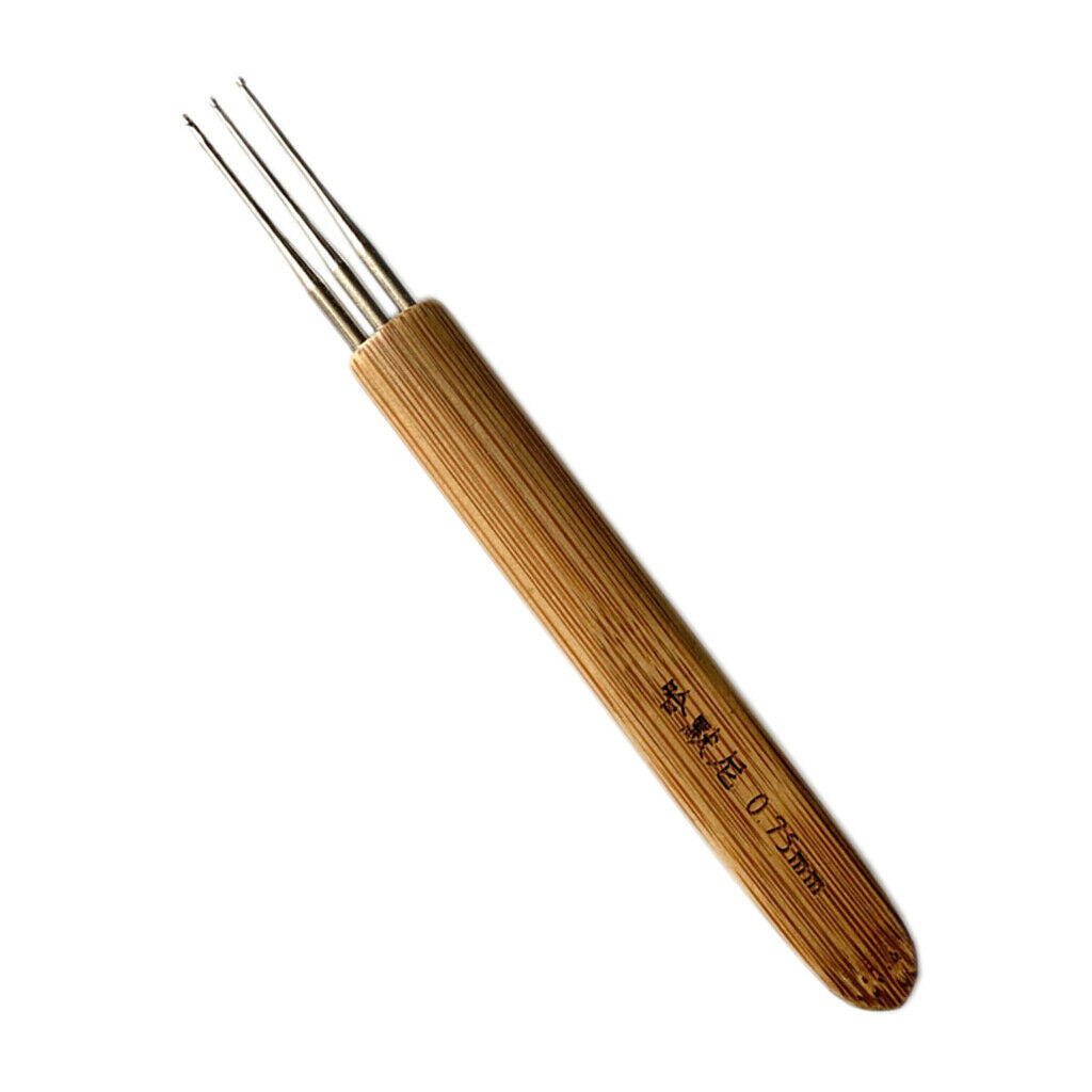 Lots 2 Natural Bamboo Triple Dreadlocks Crochet Hook Interlock Hair Needles