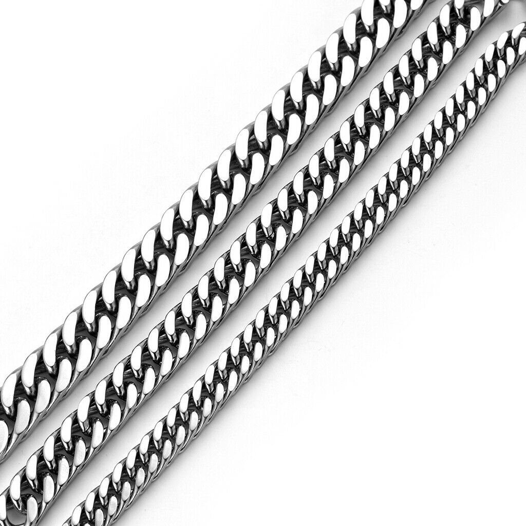 4pcs Casual Men Cuban Link Chain Bracelet Bangle Jewelry Lobster Clasp