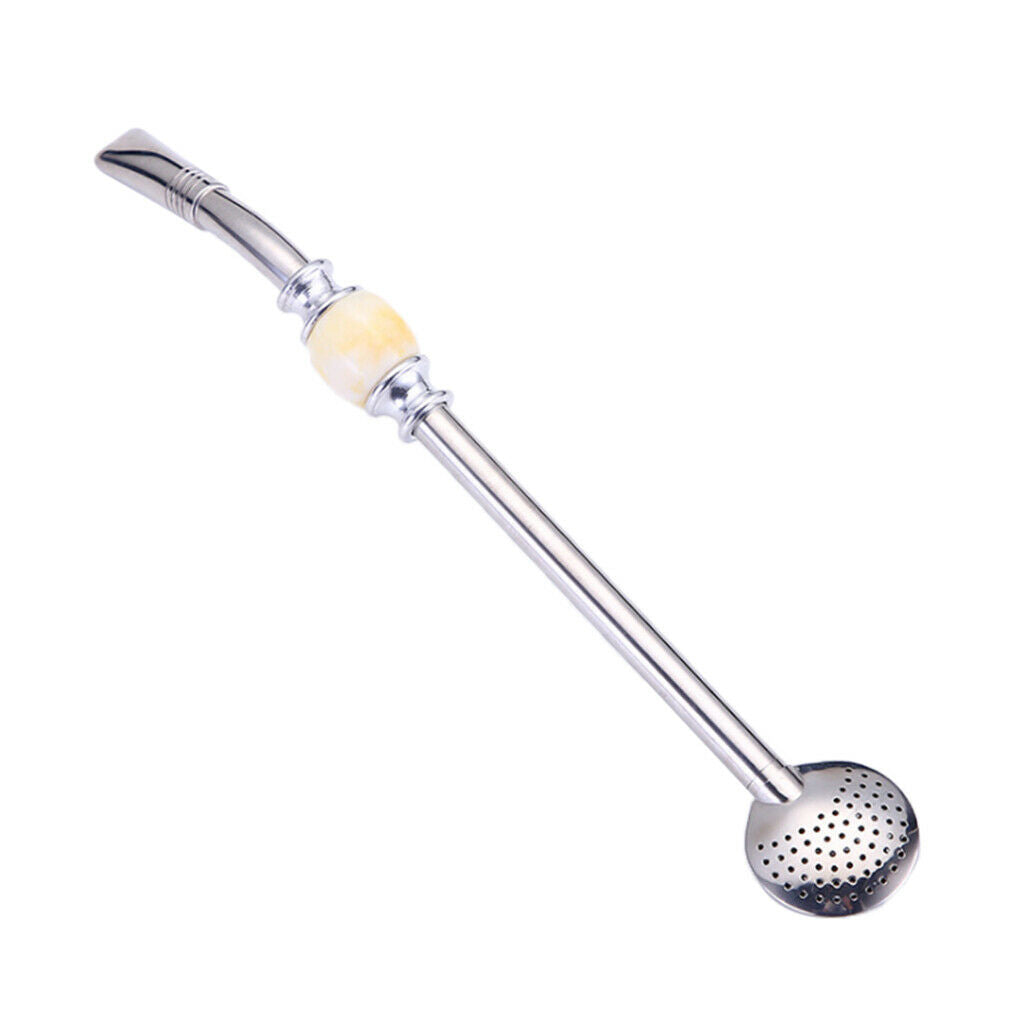 Stainless Steel Yerba Mate Straw Spoon Bombilla Tea Strainer Colander Yellow