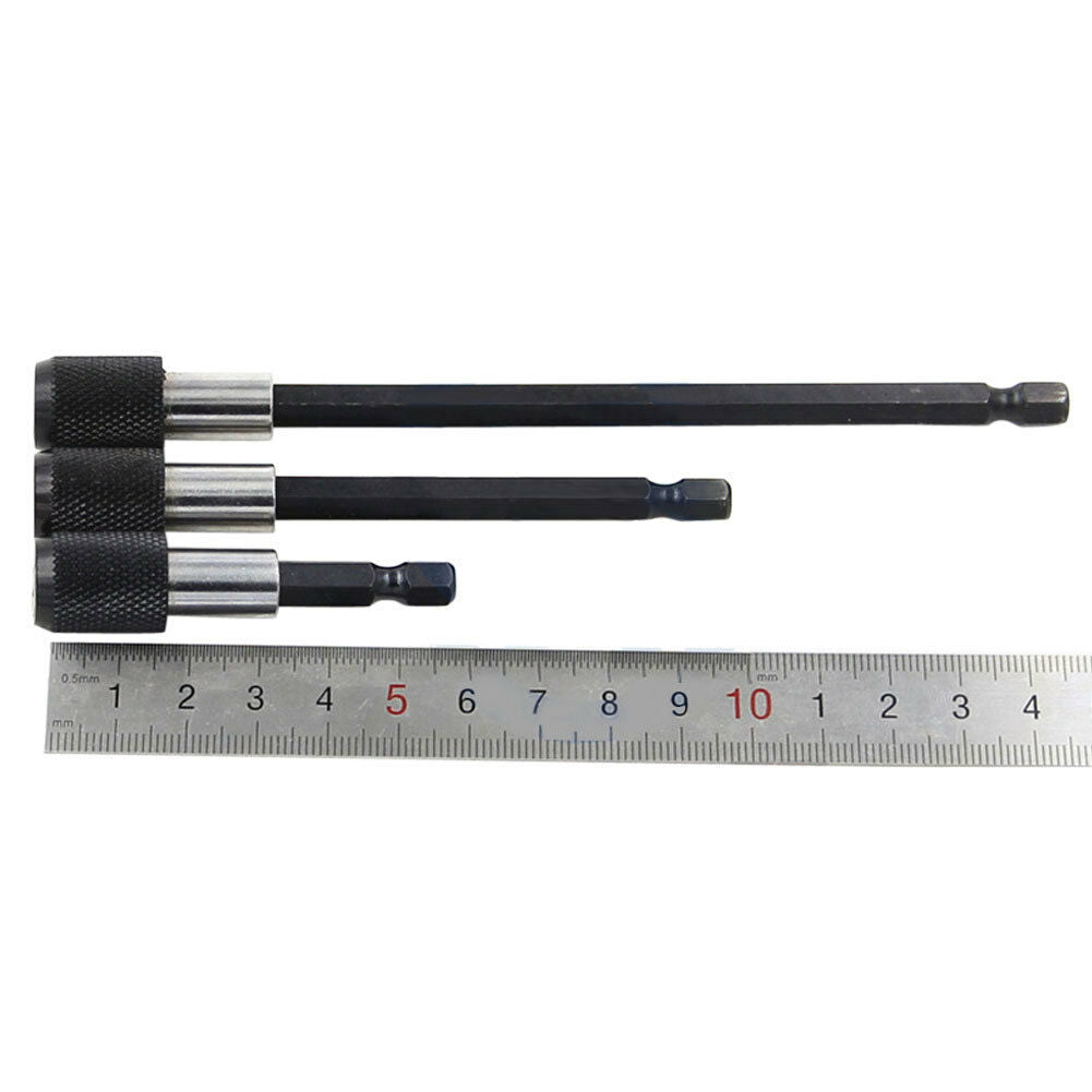 3pc 60-150mm 1/4Inch Hex Shank Magnetic Quick Release Drill Extension Rod set