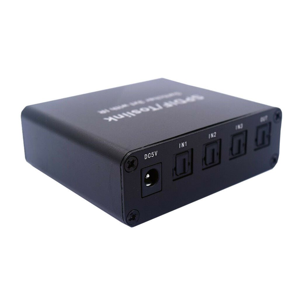 Toslink Digital Optical Audio Switcher 3x1 Selector Box with Remote Control