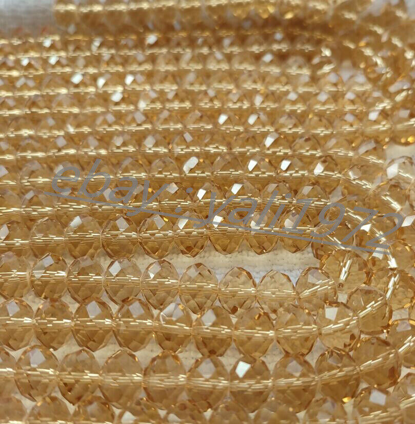 Wholesale 72pcs 10x12mm Champagne Faceted Crystal Rondelle Loose Beads