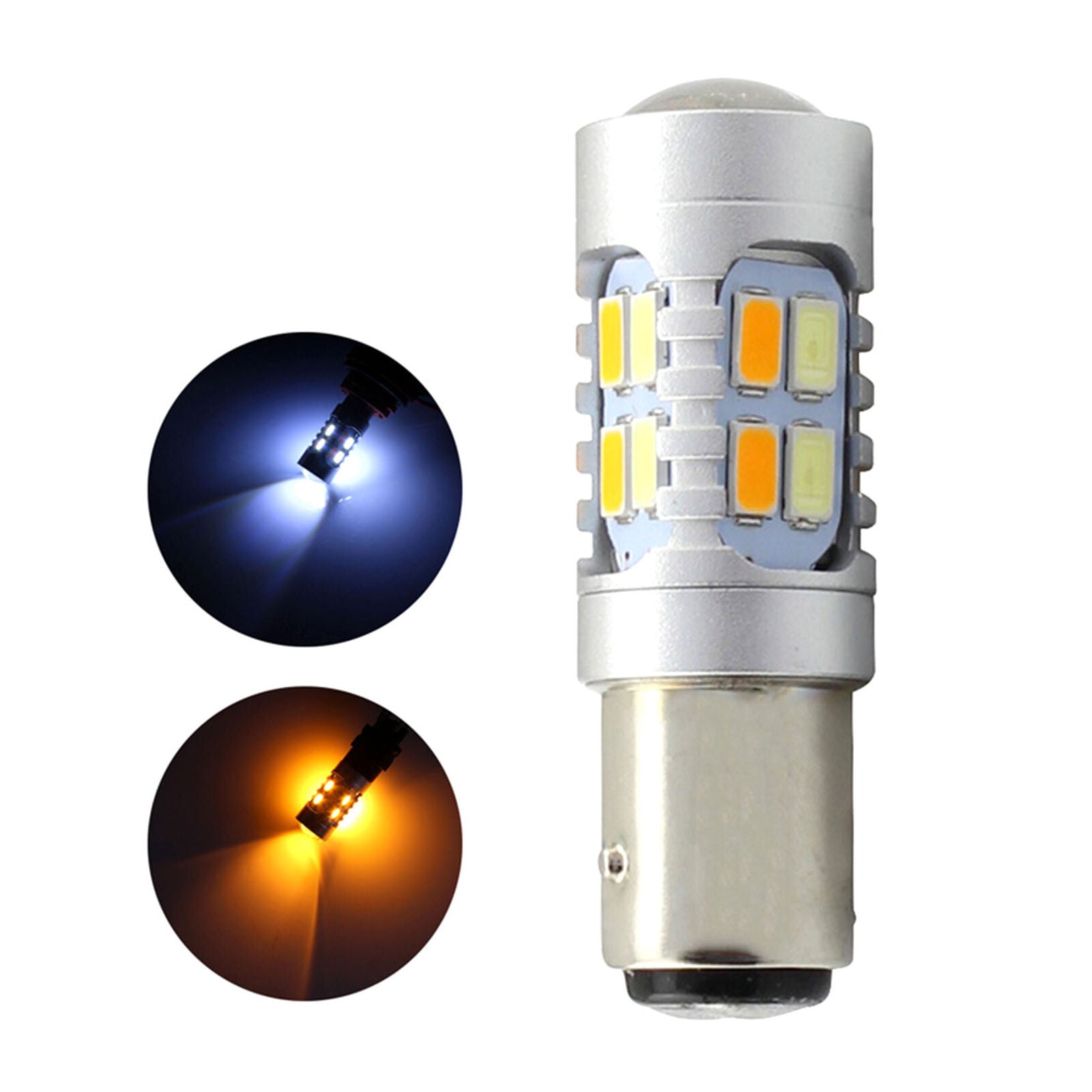 2x 1157 LED White/Amber DRL Switchback Turn Signal Parking Light Bulb Dual Color