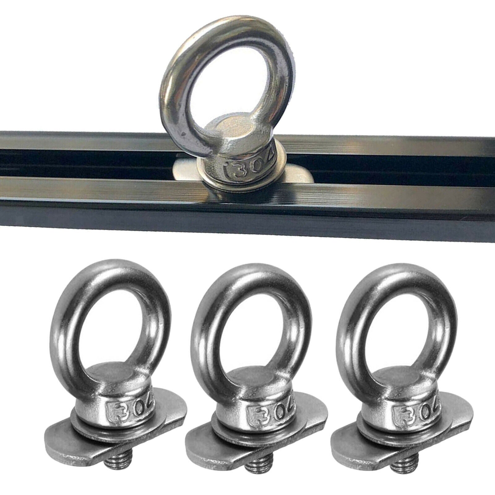 3x Kayak Rail Track Tie Down Eyelet Adapter Bungee Cord Up to 0.6" Accessory