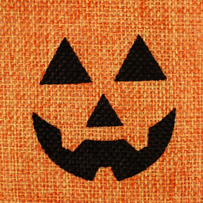 5Pcs 9*12cm Halloween Drawstring Burlap Jute Bags Pumpkin Candy Storage B EA Ad