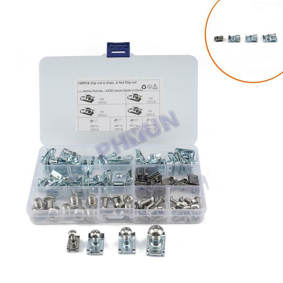 100x M4 M5 M6 M8 Spring Clips U Clips Fasteners Assorted Kit For Car Home Garden