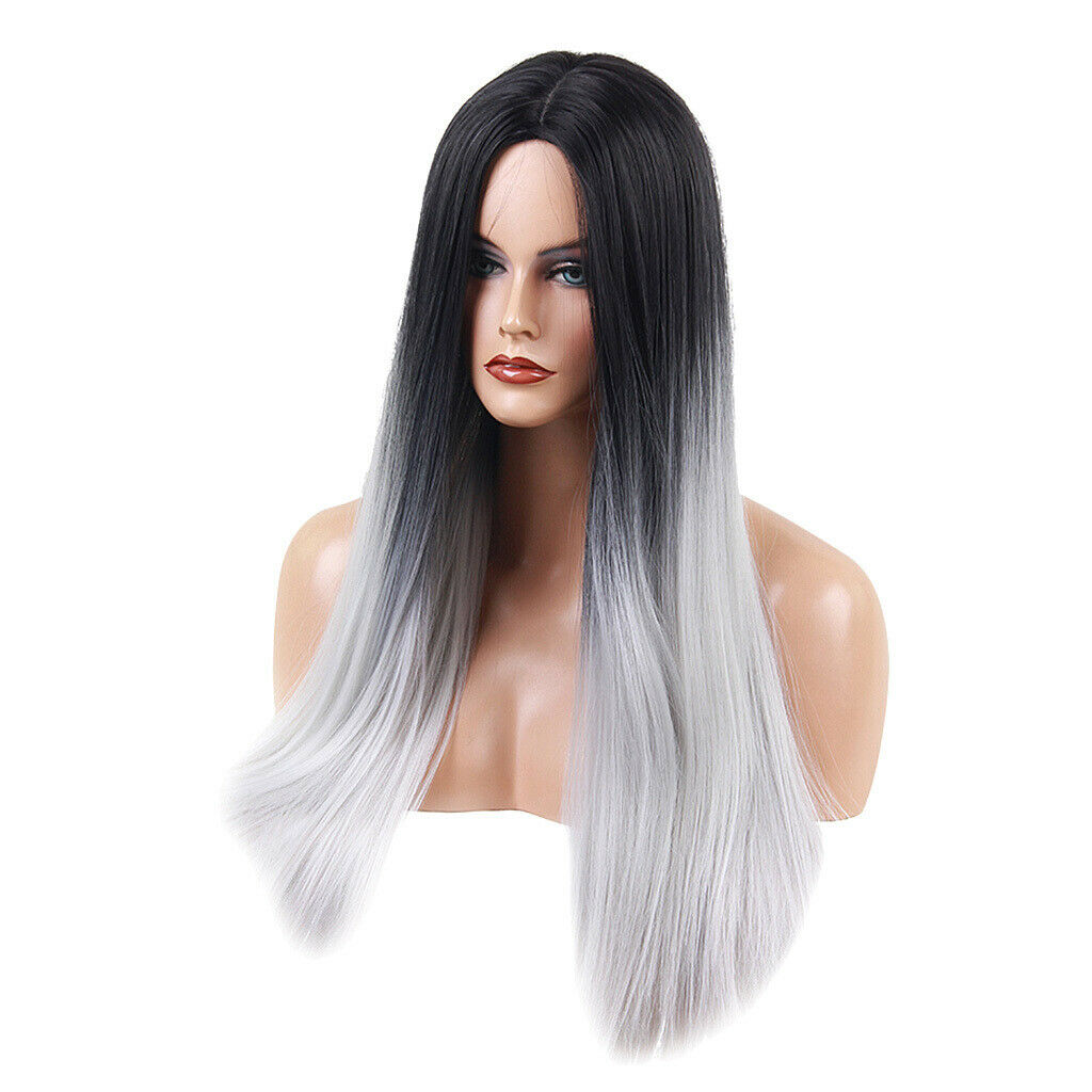 24 inch Natural Long Straight Wigs for Black Women Synthetic Middle Part Wig
