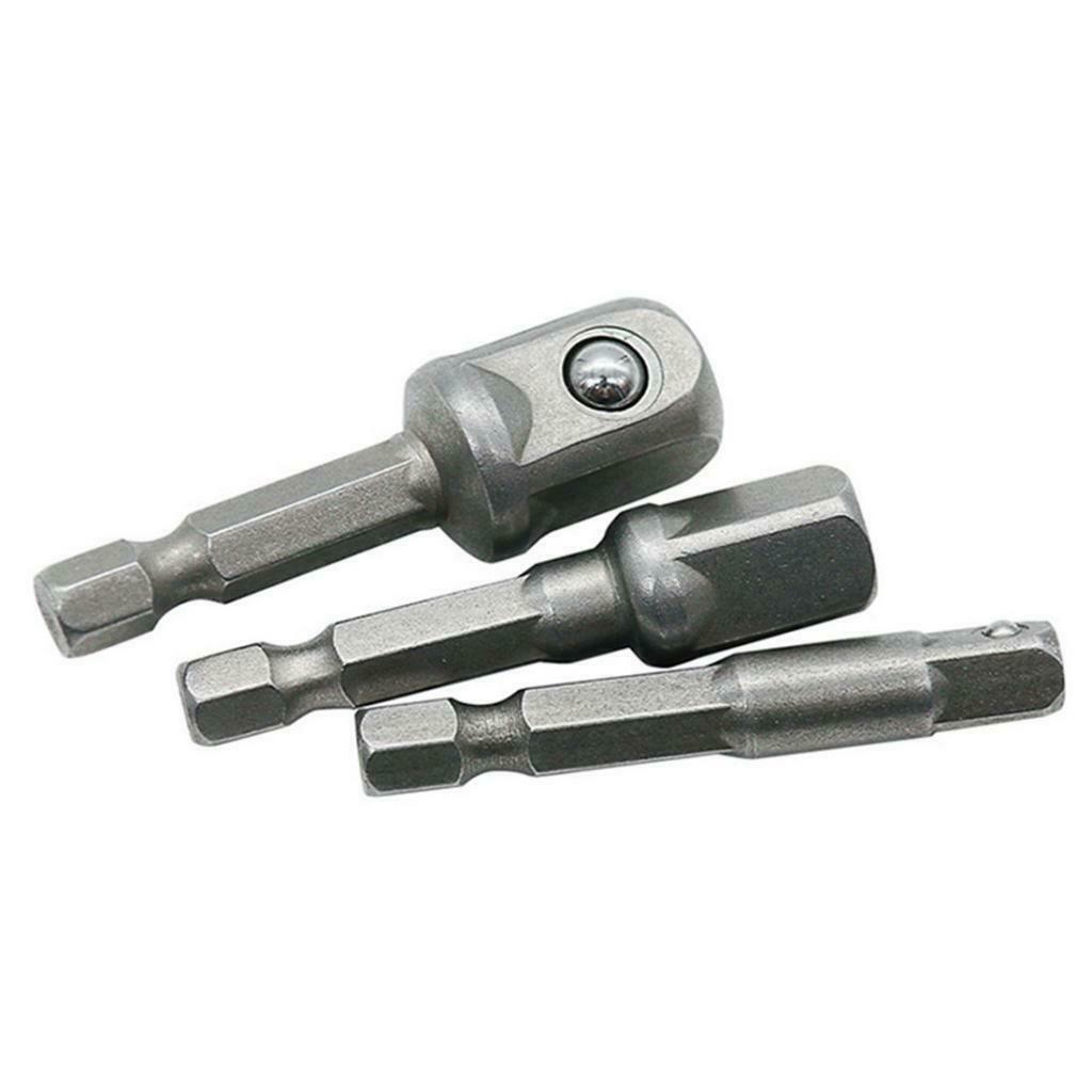 3 Pieces Hex Shank Square Head Drive Socket Extension Rod 1/4" 3/8" 1/2"