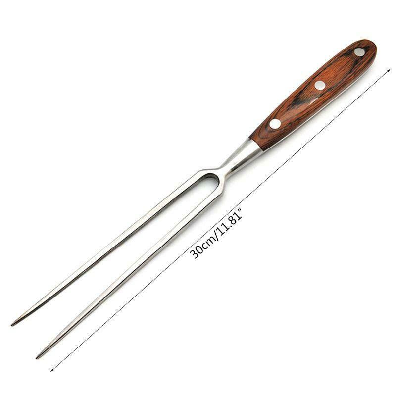 Portable Outdoor Barbecue Tool Wooden Handle Barbecue Fork Food Fork Meat Fork
