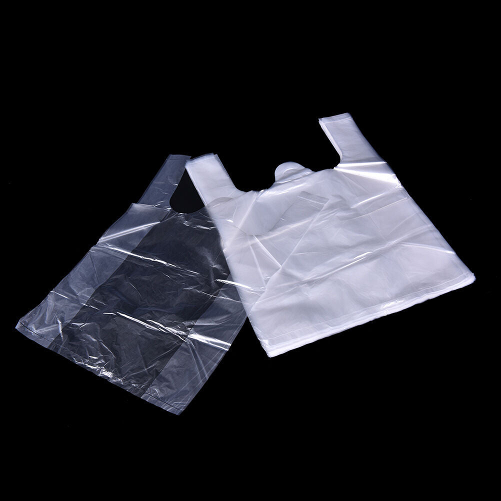 100pcs Design Plastic T-Shirt Retail Shopping Supermarket Handles Packaging Bags