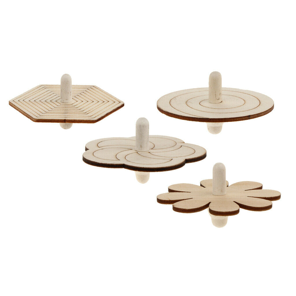 3X 4pcs Assorted Unfinished Wood Peg-Top Spinning Top Gyro for Kids DIY Craft