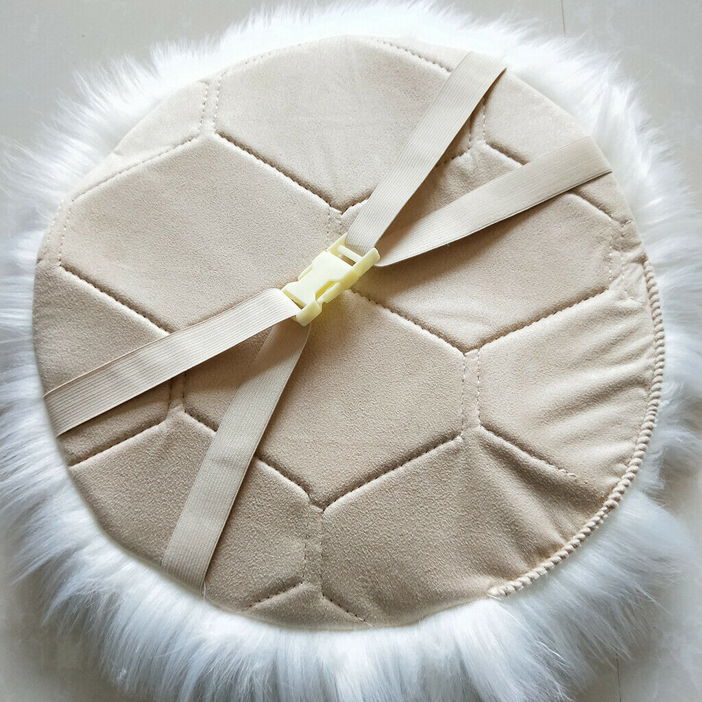 2x Round Faux Fur Seat Cushion Artificial Sheepskin Floor Rug Car Mat Pad