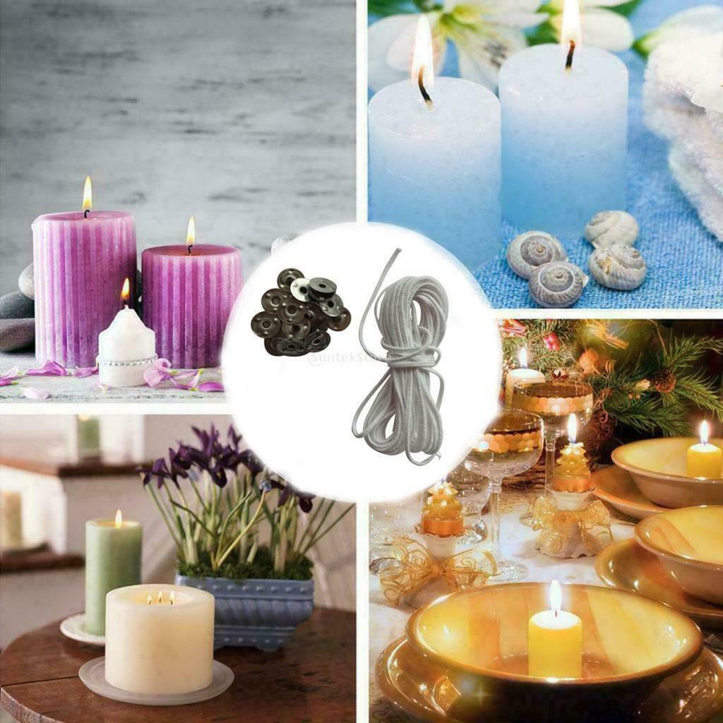 5m Pre Waxed Candle Wicks with 20x Sustainers DIY Smokeless Candle Making Gift