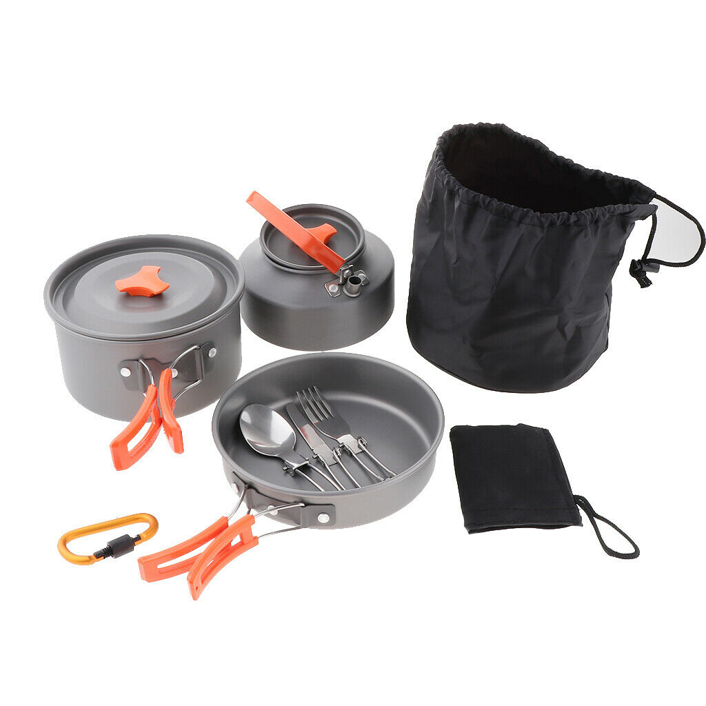 Aluminum Cookware Cutlery Set Camping Pot Pan Water Kettle Cooking Utensil