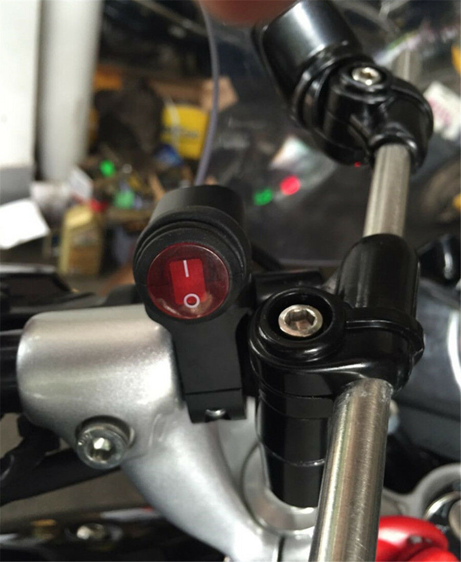 12V 16A Universal Motorcycle 7/8" 22mm Handlebar Headlight Switch Control w/ LED