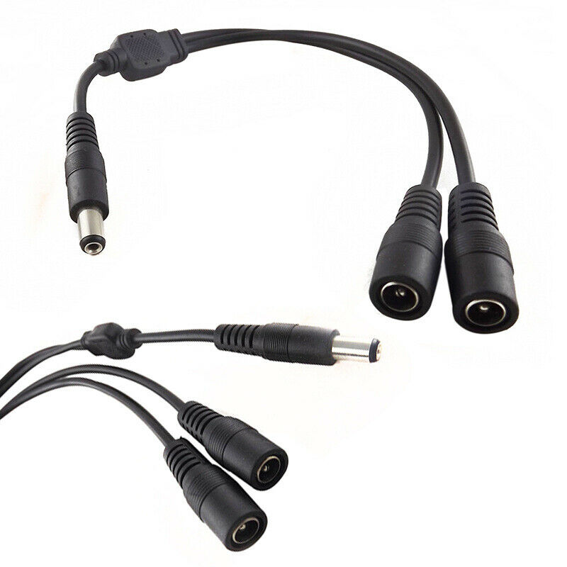 For CCTV Power 5.5x2.1mm 1Male Plug To 2 Female Jack Cable Cord Splitter Adapter
