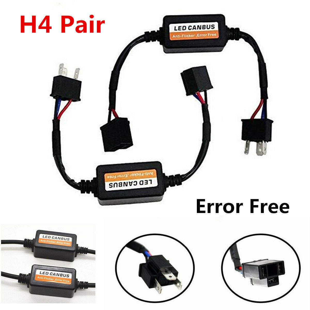 H4 9003 HB2 LED Headlight Bulbs CANBUS Error Free Warning Canceller Anti Flicker