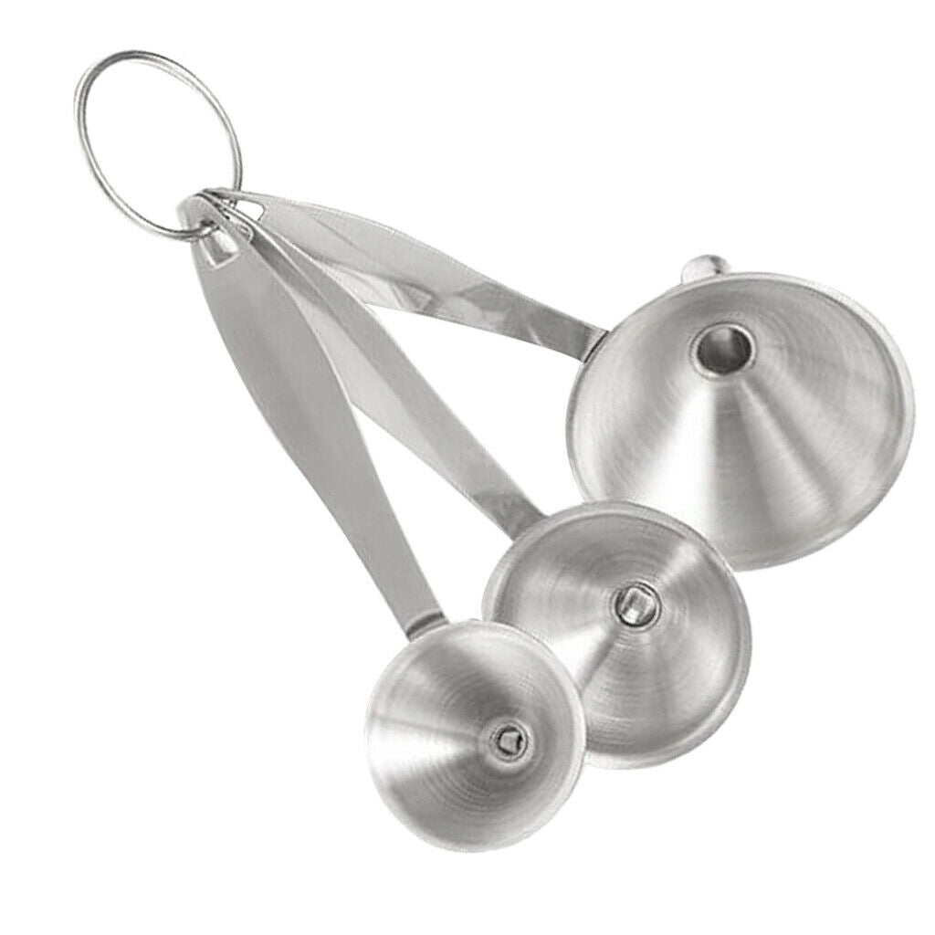 3pcs/set Stainless Steel Kitchen Funnel Wide Mouth Canning Hopper Filter