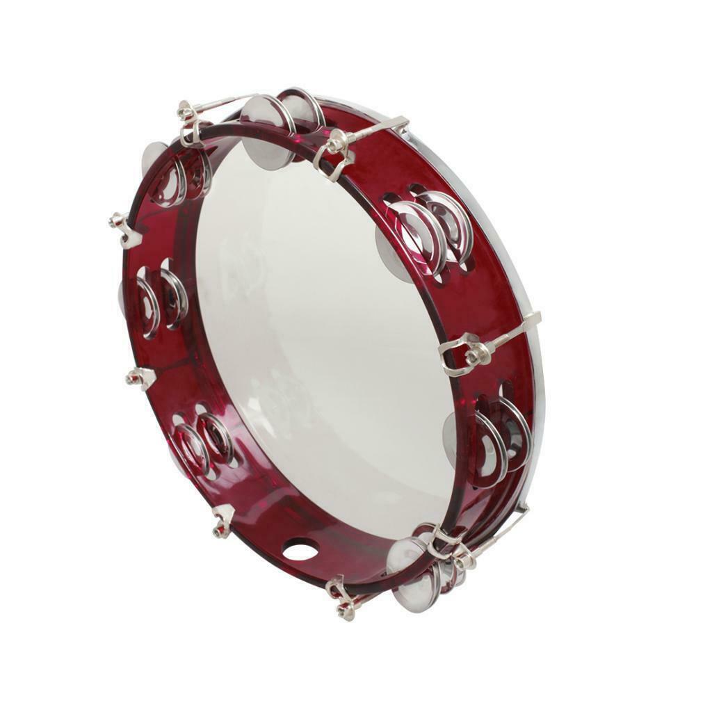 10" HANDHELD TAMBOURINE DRUM METAL PERCUSSION MUSICAL EDUCATIONAL INSTRUMENT